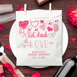 "Eat, Drink & Love" Valentine's Day Bridal Shower Geschenktütchen