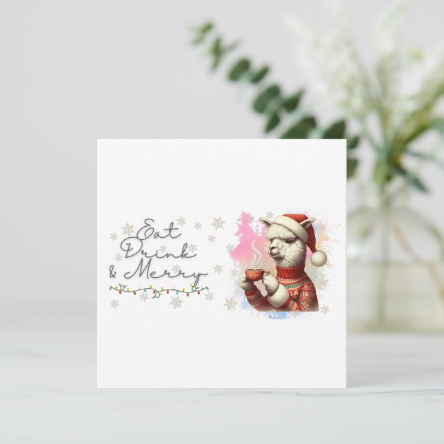Eat Drink & Merry Christmas Card (Stehend Vorderseite)