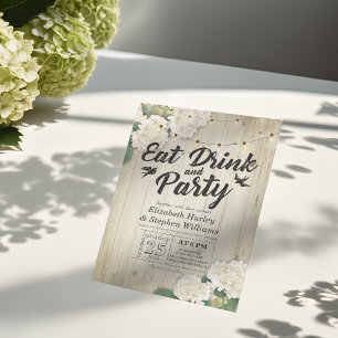 EAT Drink & Party Hochzeit Blume Holzwand Einladung