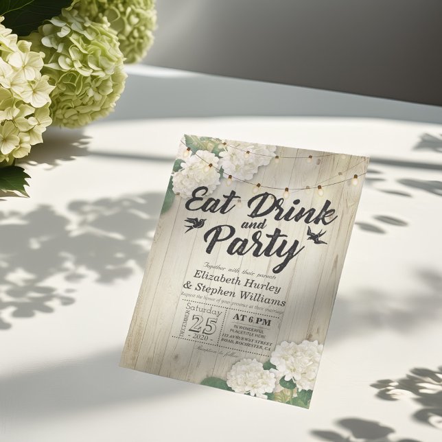 EAT Drink & Party Hochzeit Blume Holzwand Einladung (Von Creator hochgeladen)