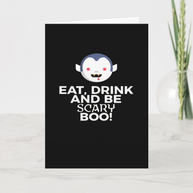 Eat Drink Scary Boo Halloween Design Creative Casu Karte (Vorderseite)