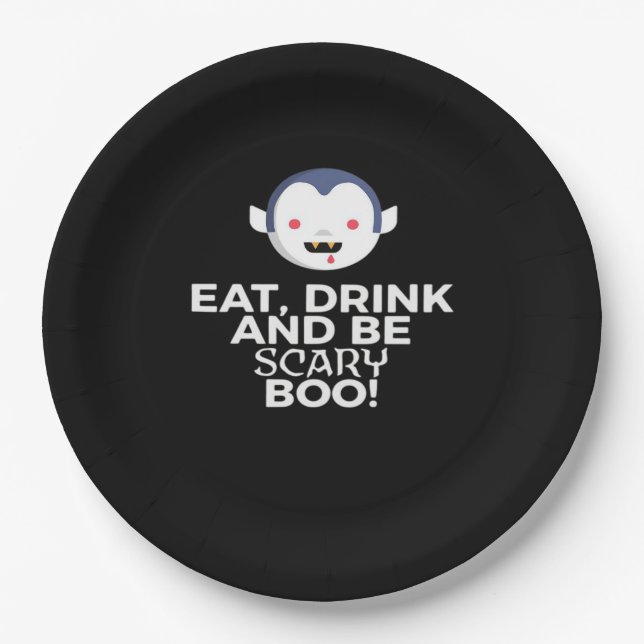 Eat Drink Scary Boo Halloween Design Creative Casu Pappteller