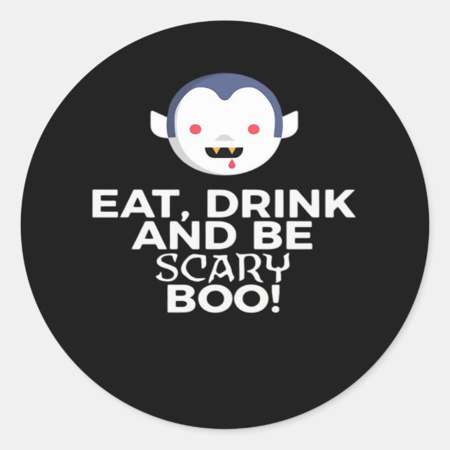 Eat Drink Scary Boo Halloween Design Creative Casu Runder Aufkleber (Vorderseite)