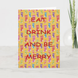 Eat drink stockings red feiertagskarte