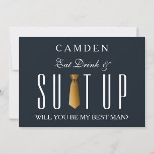 Eat Drink & Suitup Gold Werden Sie mein Bestman In Einladung