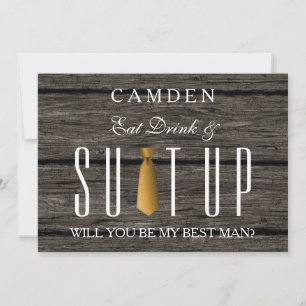 Eat Drink & Suitup Gold Werden Sie mein Bestman In Einladung