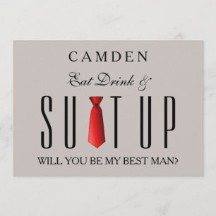 Eat Drink & Suitup Red Werden Sie mein Bestman sei Einladung