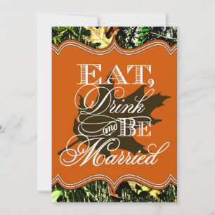 Eat Drink Verheiratete Jagd Camouflage Hochzeit Ei Einladung