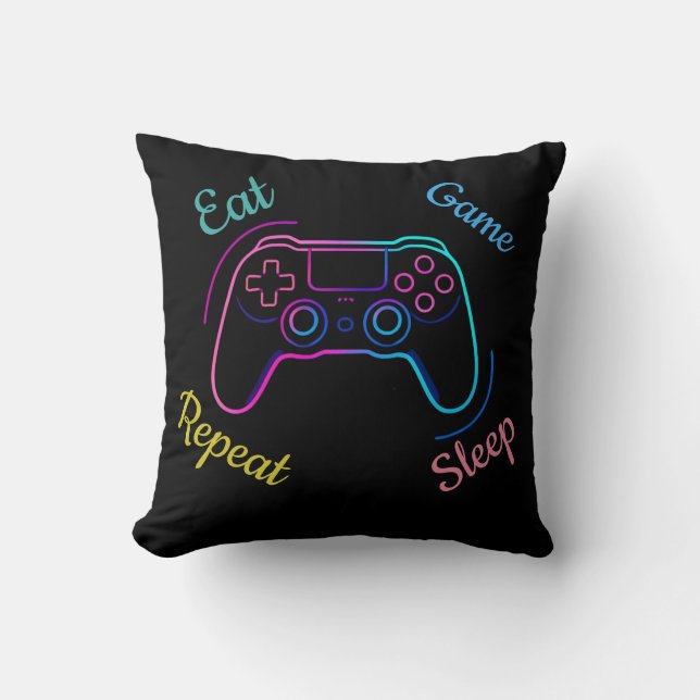 Eat Game Sleep Repeat | Neon-Gamer individuell anp Kissen (Vorderseite)