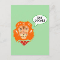 Eat Locals Funny Lion Studentenhumor Cartoon
