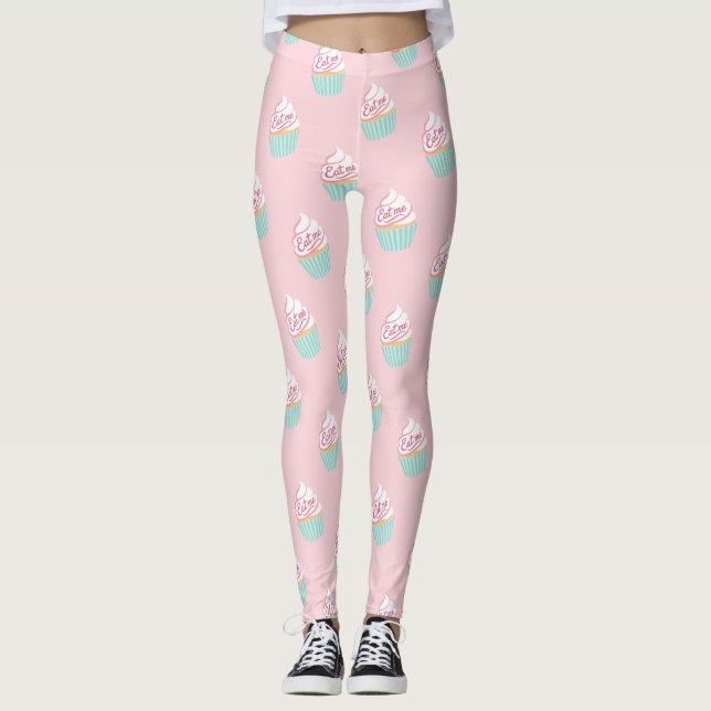 "Eat Me" Cupcake-Muster Leggings (Vorderseite)