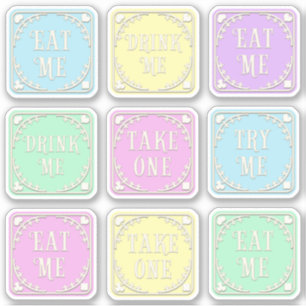"Eat Me" "Drink Me" Wunderland Tee Party Whimsical Aufkleber
