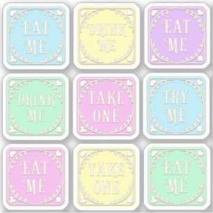 "Eat Me" "Drink Me" Wunderland Tee Party Whimsical Aufkleber
