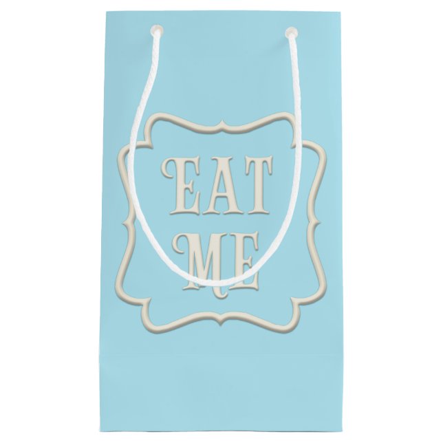 "Eat Me" Wunderland Party Pastel Blue Kleine Geschenktüte (Vorderseite)