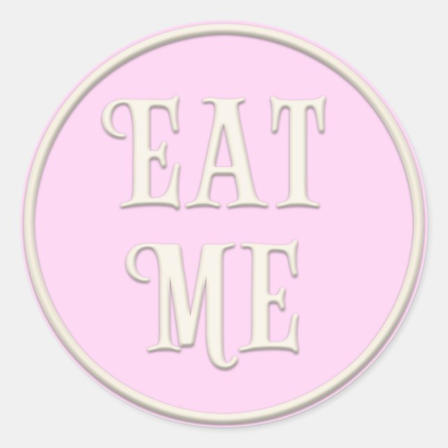 "Eat Me" Wunderland Tee Party Girly Pink Runder Aufkleber (Vorderseite)