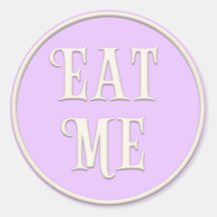 "Eat Me" Wunderland Tee Party Lavender Runder Aufkleber