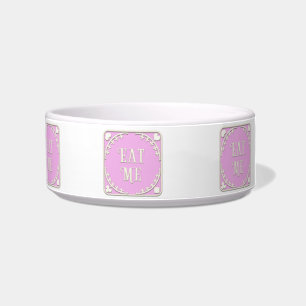 "Eat Me" Wunderland Tee Party Rosa Embleme Nahrung Napf