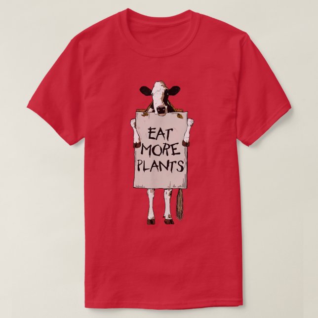 EAT MEHR PFLANZE Kuh Haltungszeichen gehen vegan V T-Shirt (Design vorne)
