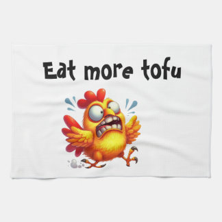 Eat More Tofu with Panicked Funny Chicken Geschirrtuch