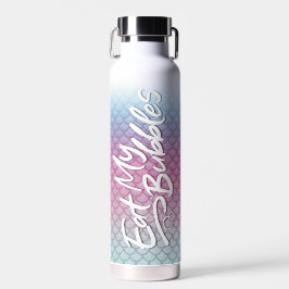 "Eat My Bubbles" Aquamarin/rosa/schaumig/schief Trinkflasche