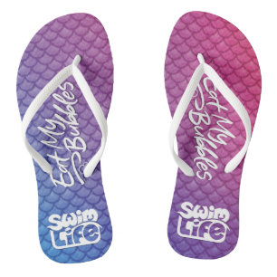 "Eat My Bubbles" Pink/Lila/Blue Waage Swim Life Flip Flops