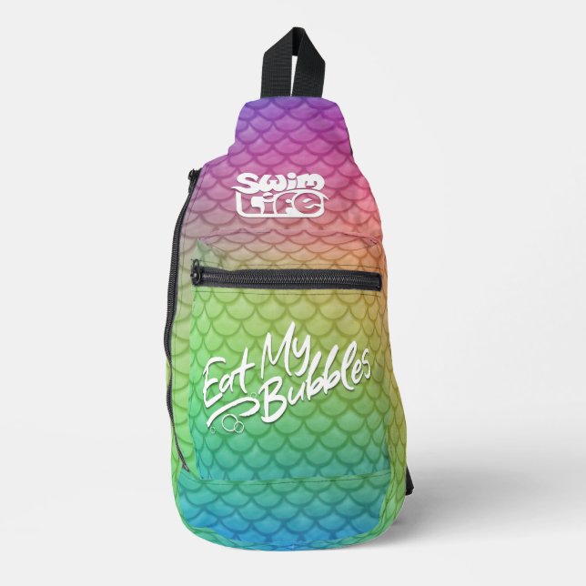 "Eat My Bubbles" Regenbogenwaage Swim Life Crossbody Bag (Vorderseite)