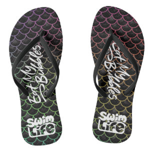 "Eat My Bubbles" Schwarz/Regenbogenwaage Swim Life Flip Flops