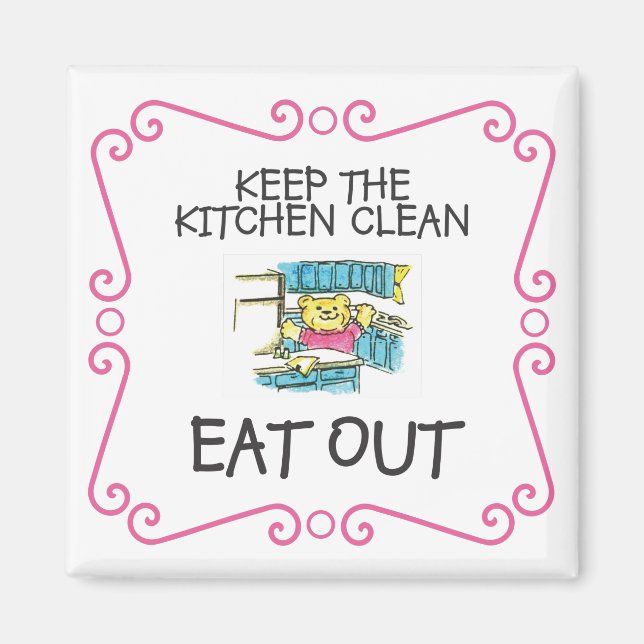 Eat Out Teddy Bear Magnet (Vorne)