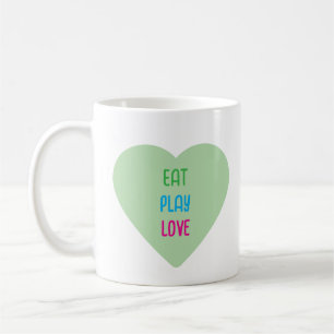 Eat Play Liebe - Niedliche Pastel Heart Kaffee Tas Kaffeetasse