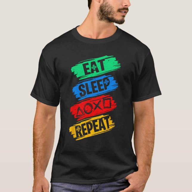 Eat Play Sleep Repeat Funny Friendship Retro For B T-Shirt (Vorderseite)