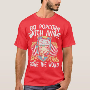 Eat Popcorn beobachten Anime ignorieren die Welt O T-Shirt
