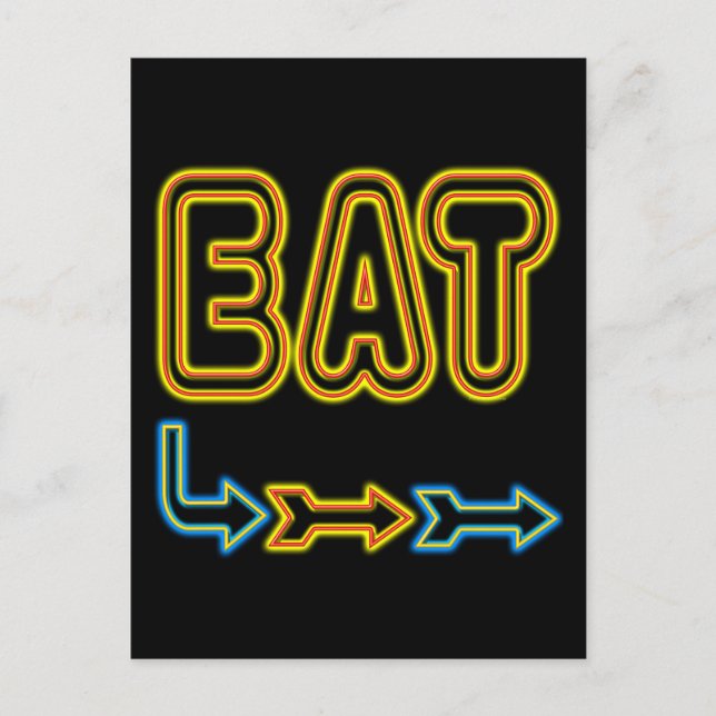 Eat Retro Neon Sign Art Postkarte (Vorderseite)