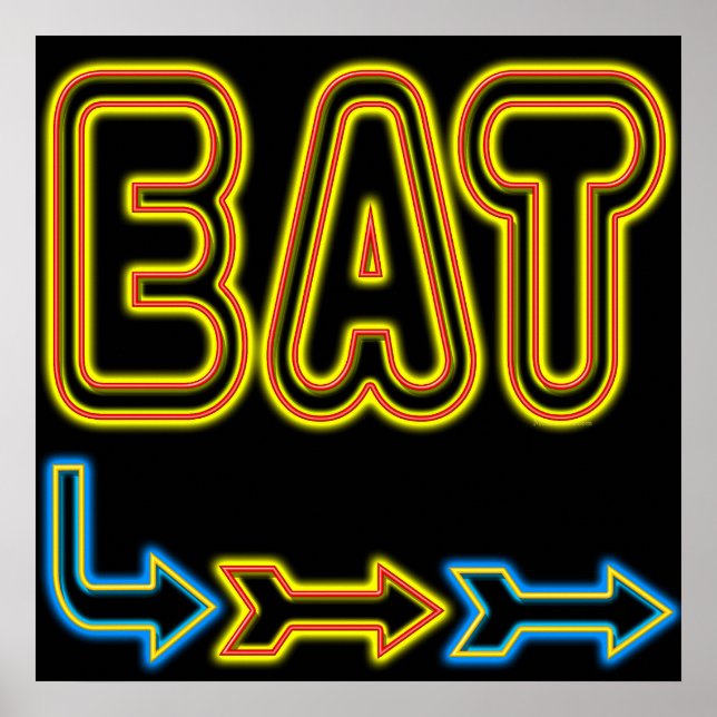 Eat Retro Neon signieren Kunst drucken Poster (Vorne)