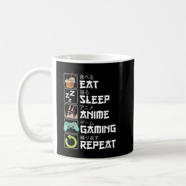 Eat Sleep Anime Gaming Repeat Kawaii Otaku Anime Kaffeetasse (Links)