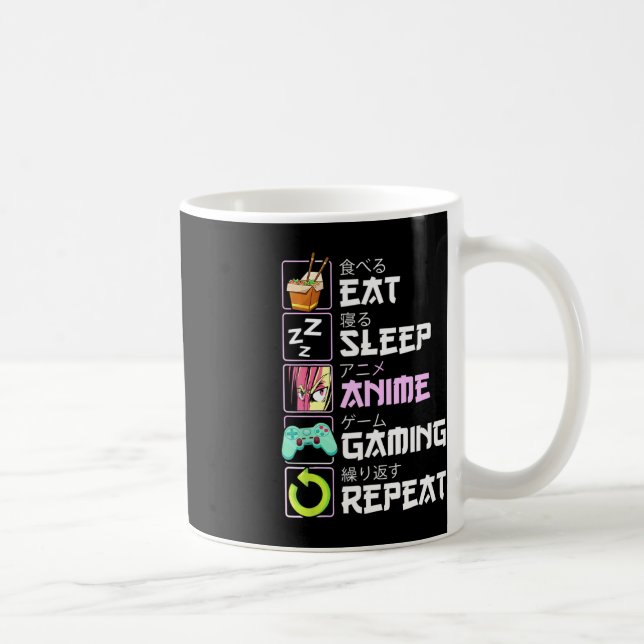 Eat Sleep Anime Gaming Repeat Kawaii Otaku Anime Kaffeetasse (Rechts)