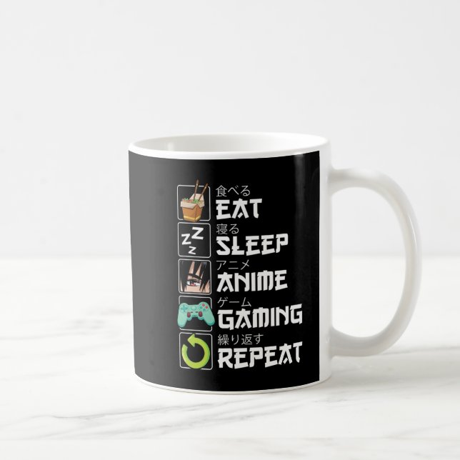 Eat Sleep Anime Gaming Repeat Kawaii Otaku Anime Kaffeetasse (Rechts)