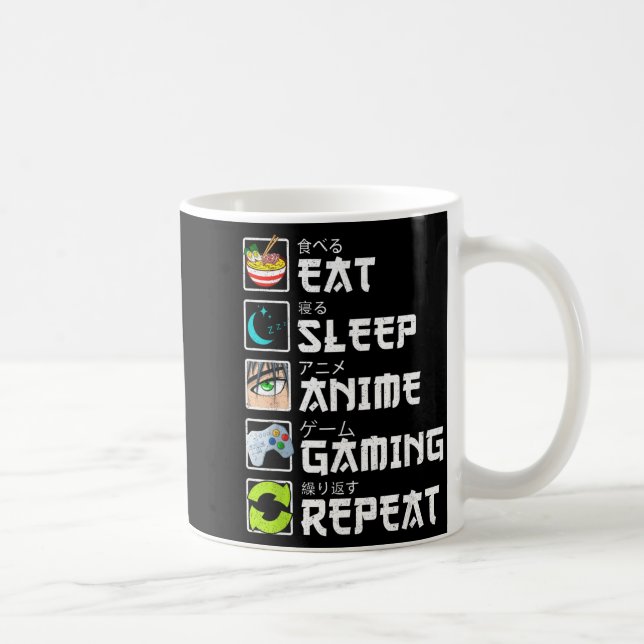 Eat Sleep Anime Gaming Repeat Kawaii Otaku Anime M Kaffeetasse (Rechts)