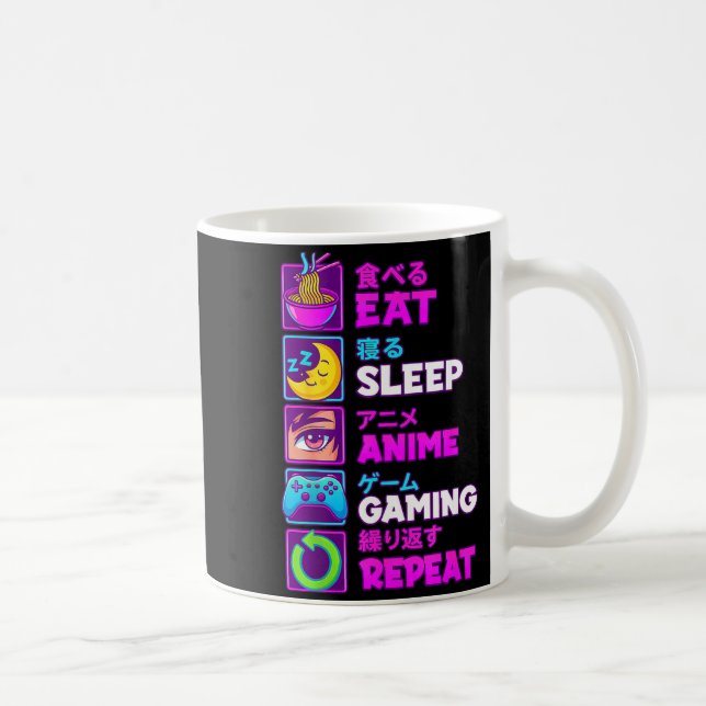 Eat Sleep Anime Gaming Repeat Kawaii Otaku Anime M Kaffeetasse (Rechts)