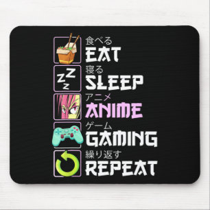 Eat Sleep Anime Gaming Repeat Kawaii Otaku Anime Mousepad