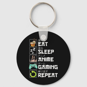 Eat Sleep Anime Gaming Repeat Kawaii Otaku Anime Schlüsselanhänger