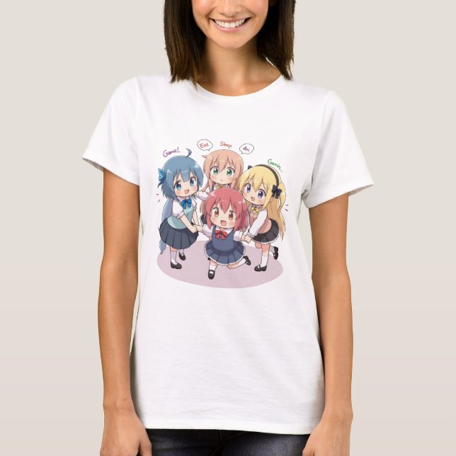 Eat Sleep Anime Gaming Repeat Kawaii Otaku Anime T-Shirt (Vorderseite)