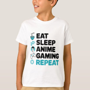 Eat Sleep Anime Gaming Repeat Video Gamer Anime Lo T-Shirt