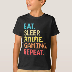 Eat Sleep Anime Gaming Wiederholung Funny Gamer An T-Shirt