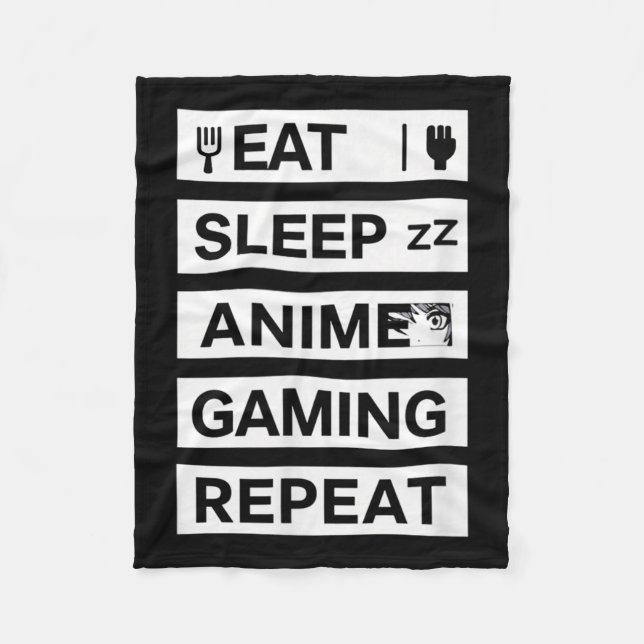 Eat Sleep Anime Gaming Wiederholung Otaku Gamer Sp Fleecedecke (Vorderseite)