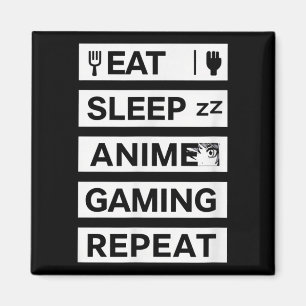 Eat Sleep Anime Gaming Wiederholung Otaku Gamer Sp Magnet