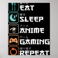 Eat Sleep Anime Gaming Wiederholung Spaß Otaku Gam