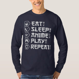 Eat Sleep Anime Play Repeat Otaku Anime Lebensstil T-Shirt