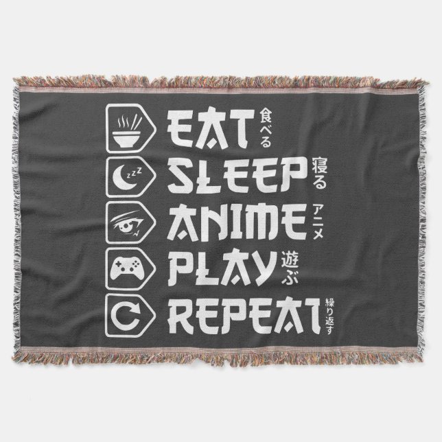 Eat Sleep Anime Play Repeat Otaku Anime Lifestyle Decke (Vorderseite)