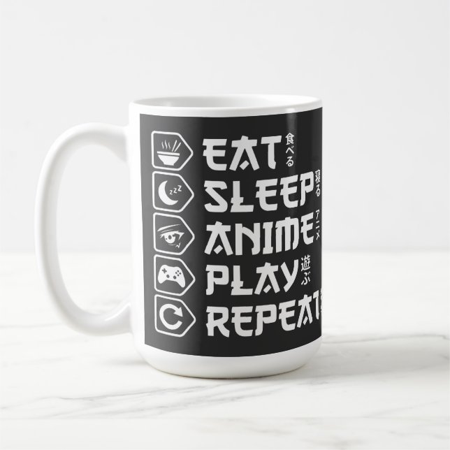 Eat Sleep Anime Play Repeat Otaku Anime Lifestyle Kaffeetasse (Links)