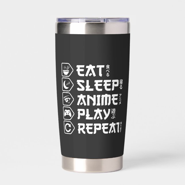 Eat Sleep Anime Play Repeat Otaku Anime Lifestyle Thermobecher (Vorderseite)